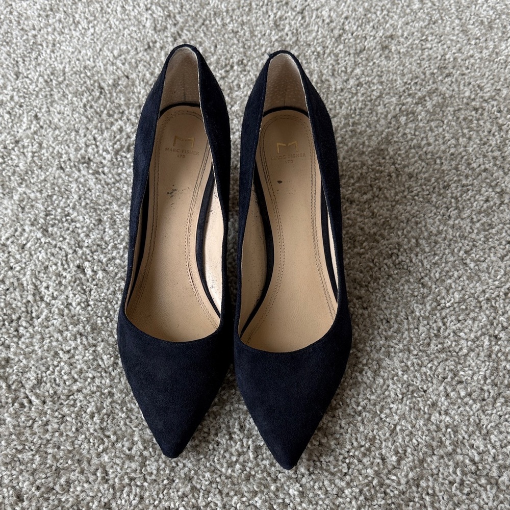Marc Fisher Navy Suede Block Heels